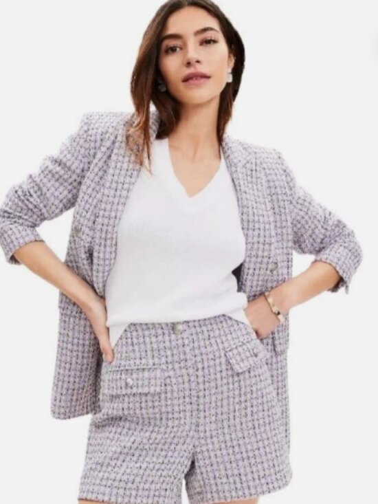 LOFT Pants - LOFT Purple Tweed Shorts Size 6 NEW NWT High Waisted Size 6 NWT